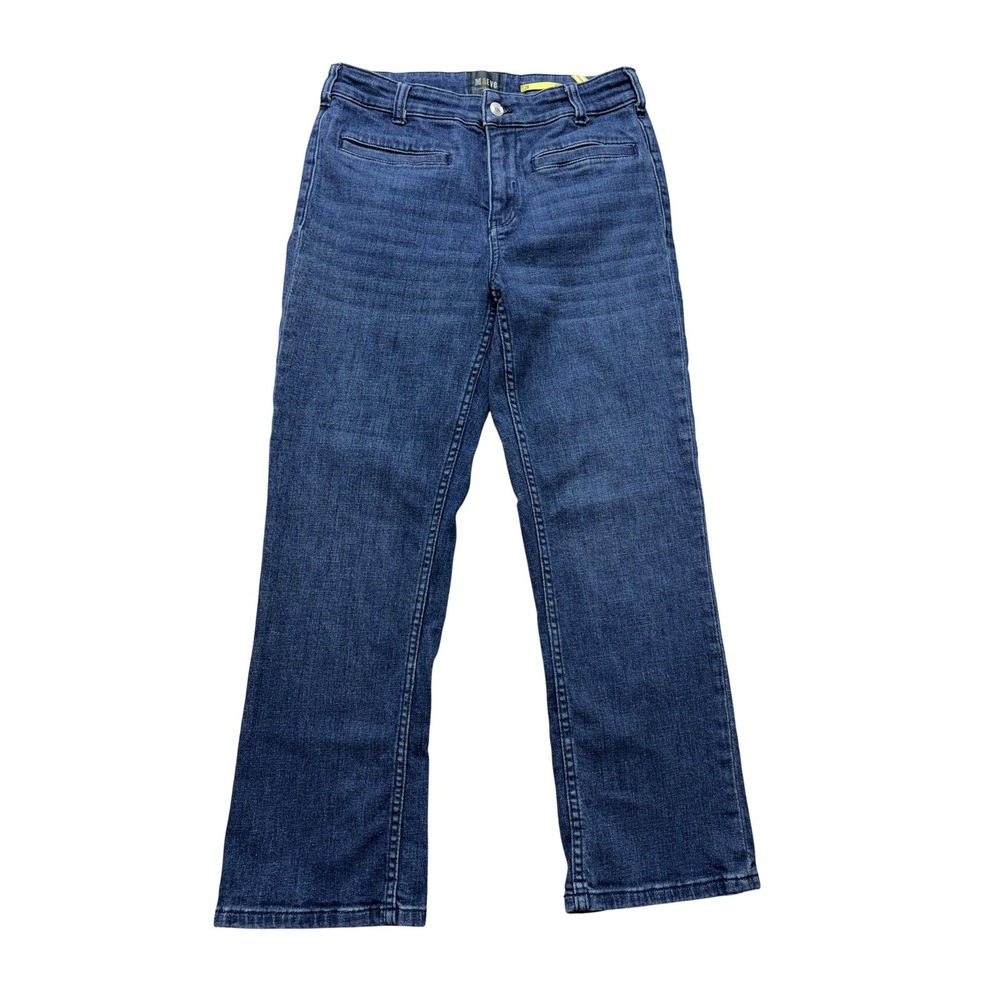 Maeve Womens Straight Crop Jeans 28 Blue Medium‎ Wash Mid Rise Stretch Denim